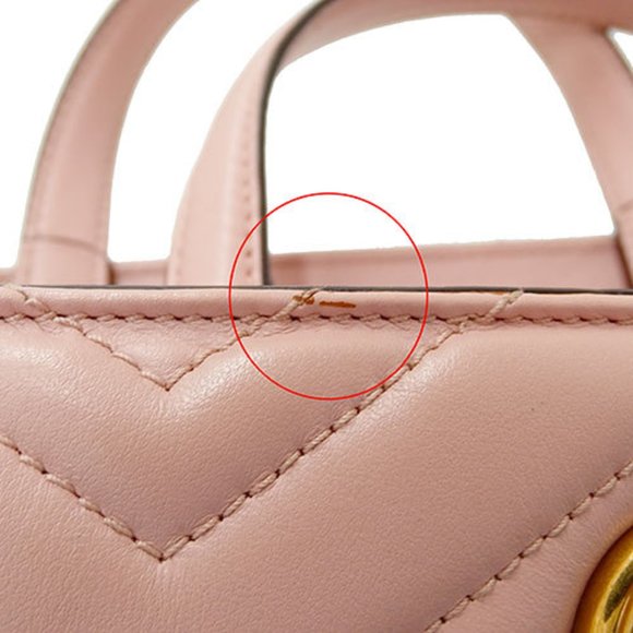 GUCCI Bag Women's Handbag Shoulder 2way Leather GG Marmont Pink 448054 Quilted - Picture 13 of 16